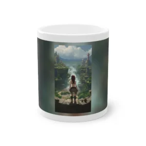 Woman Overlooking Waterfall Valley Mug