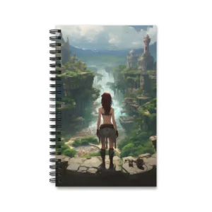 Woman Overlooking Waterfall Valley Spiral Notebook