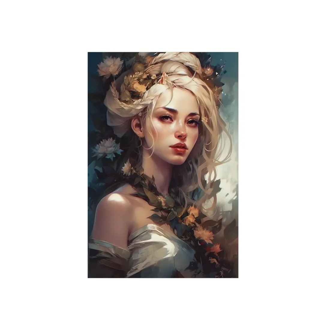 Dramatic Blonde Portrait: Red Hues Digital Art - Metal Poster