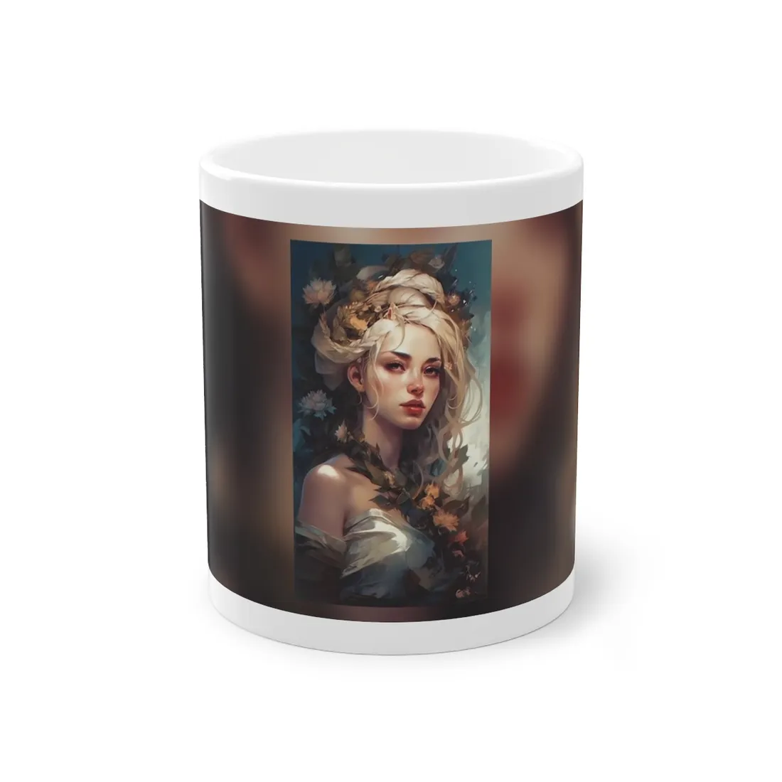 Dramatic Blonde Portrait: Red Hues Digital Art - Mug