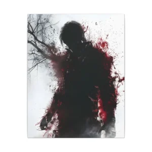 Silhouetted Figure with Red Splatter Canvas Print