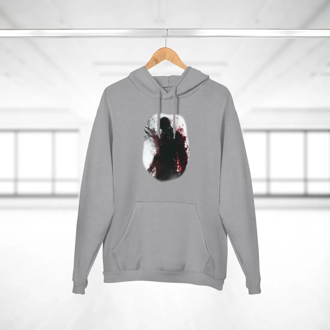 Dramatic Emerging Figure: Narrative Artwork in Blood - Hoodie (Heather Grey)
