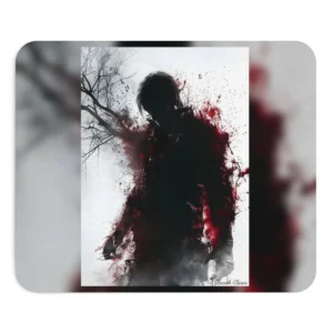 Silhouetted Figure with Red Splatter Mouse Pad