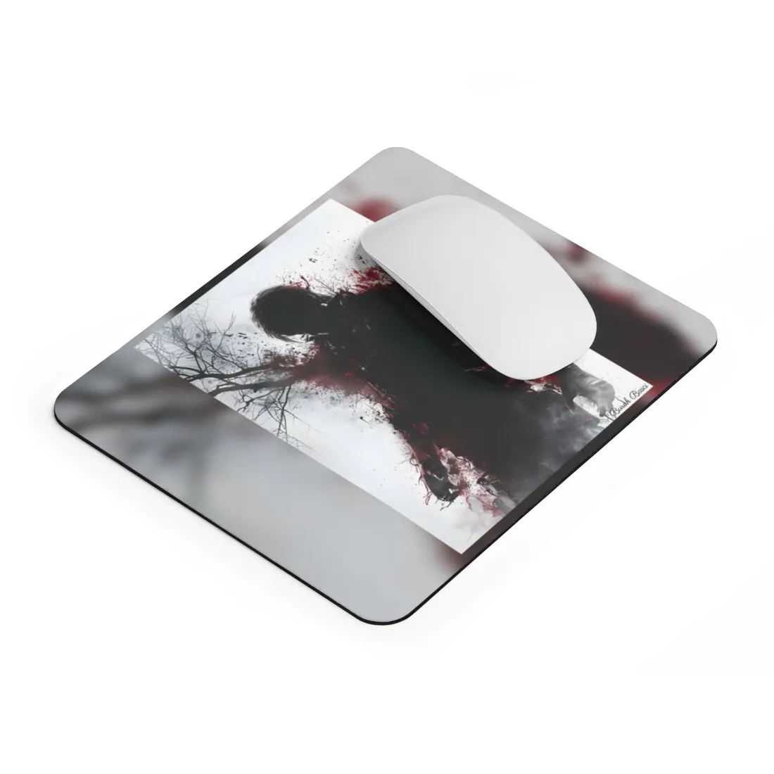 Dramatic Emerging Figure: Narrative Artwork in Blood - Mouse Pad