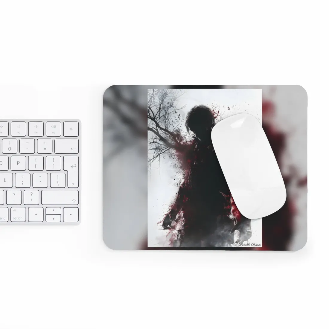 Dramatic Emerging Figure: Narrative Artwork in Blood - Mouse Pad