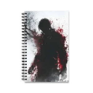 Silhouetted Figure with Red Splatter Spiral Notebook