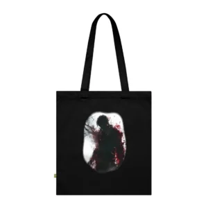 Silhouetted Figure with Red Splatter Tote Bag