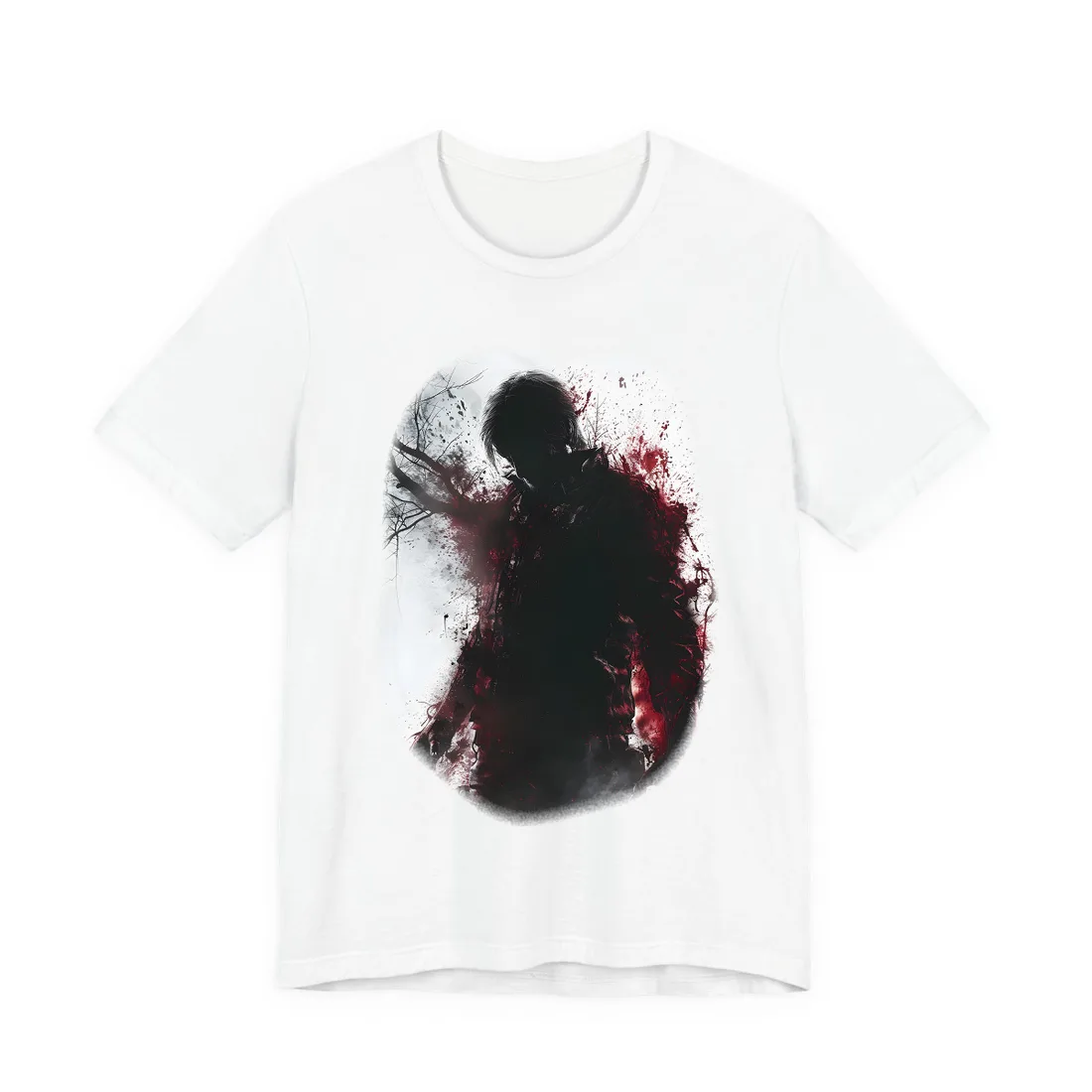 Dramatic Emerging Figure: Narrative Artwork in Blood - T-Shirt (White)