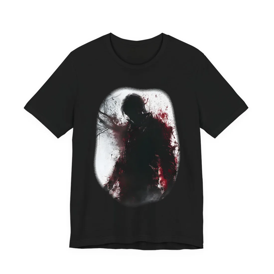 Dramatic Emerging Figure: Narrative Artwork in Blood - T-Shirt (Black)