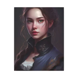 Young Woman in Navy Coat Canvas Print