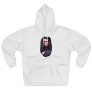 Young Woman in Navy Coat Hoodie