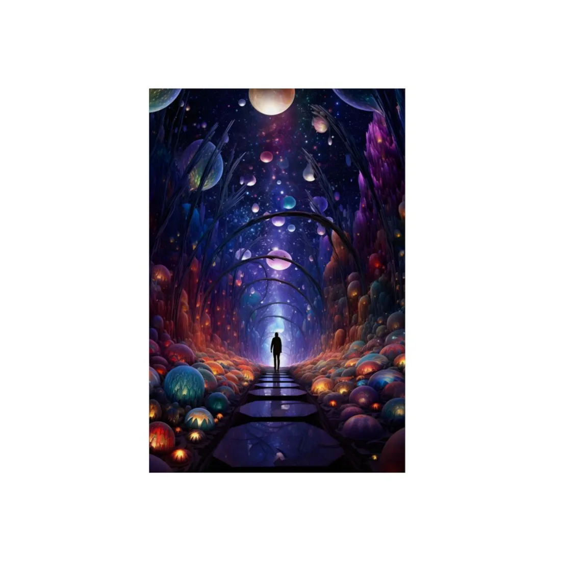 Dreamlike Orb Tunnel: Mystical Corridor - Metal Poster