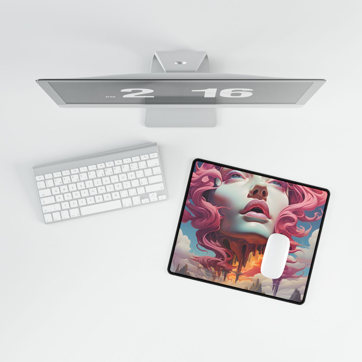 Dreamlike Vortex: Abstract Surreal Scene Art - Desk Mat