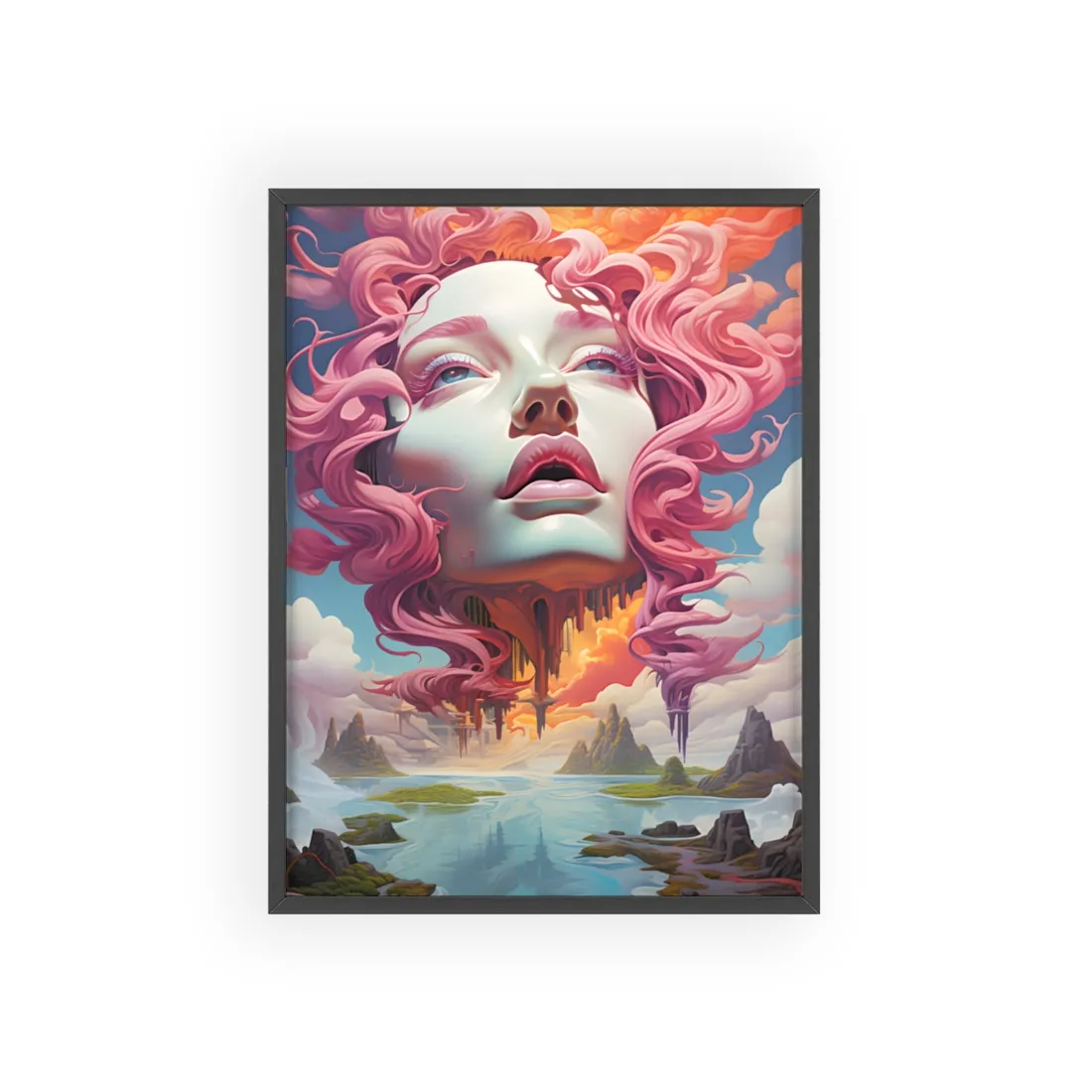 Dreamlike Vortex: Abstract Surreal Scene Art - Framed Poster