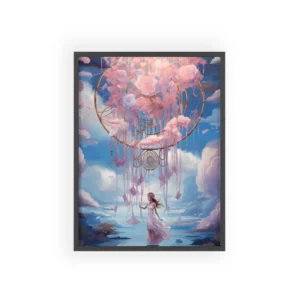 Woman Under Pink Dreamcatcher Framed Poster