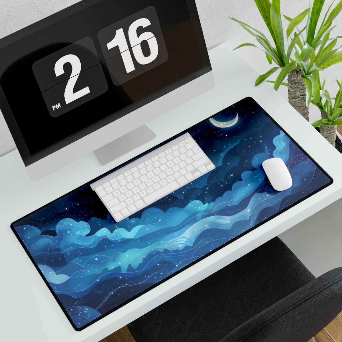Dreamy Night Sky: Celestial Wonders Unfurl - Desk Mat