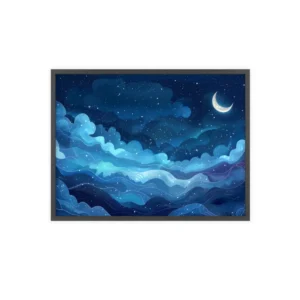Starry Night Blue Waves Framed Poster
