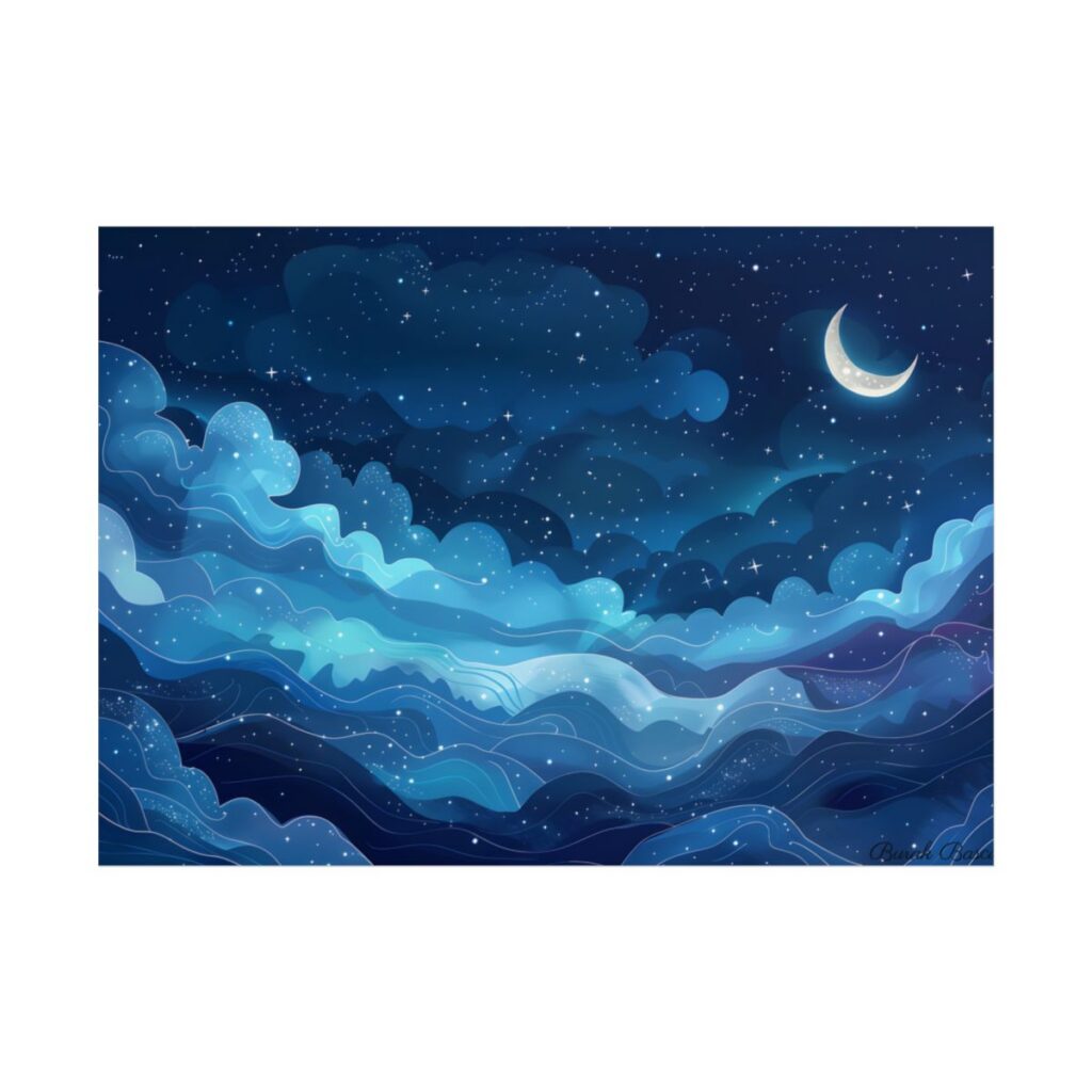Dreamy Night Sky: Celestial Wonders Unfurl - Poster