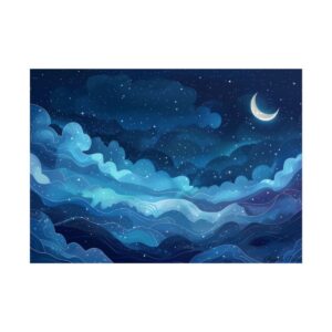 Starry Night Blue Waves Poster