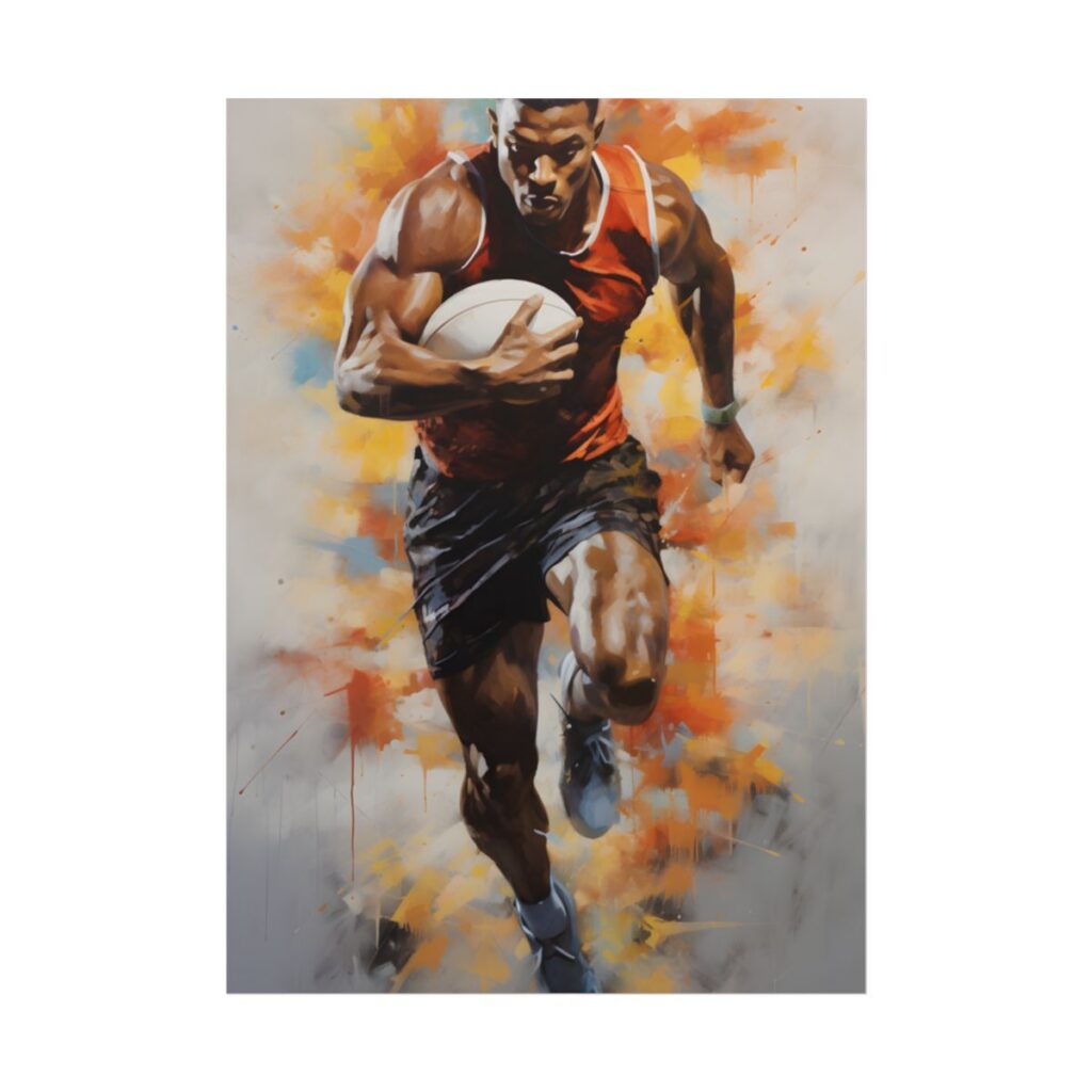 Driven Outdoor Portrait: Passionate Athlete Artwork - Poster