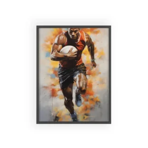 Runner Holding Ball Framed Poster