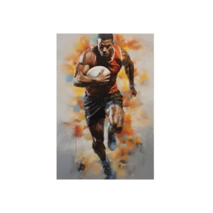 Runner Holding Ball Metal Poster