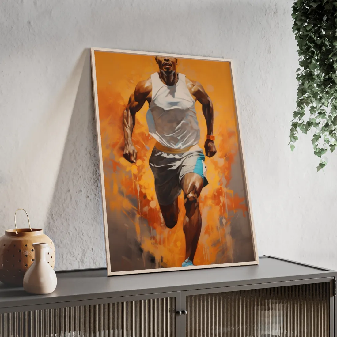 Dynamic Athlete: Passionate Portrait in Motion - Framed Poster