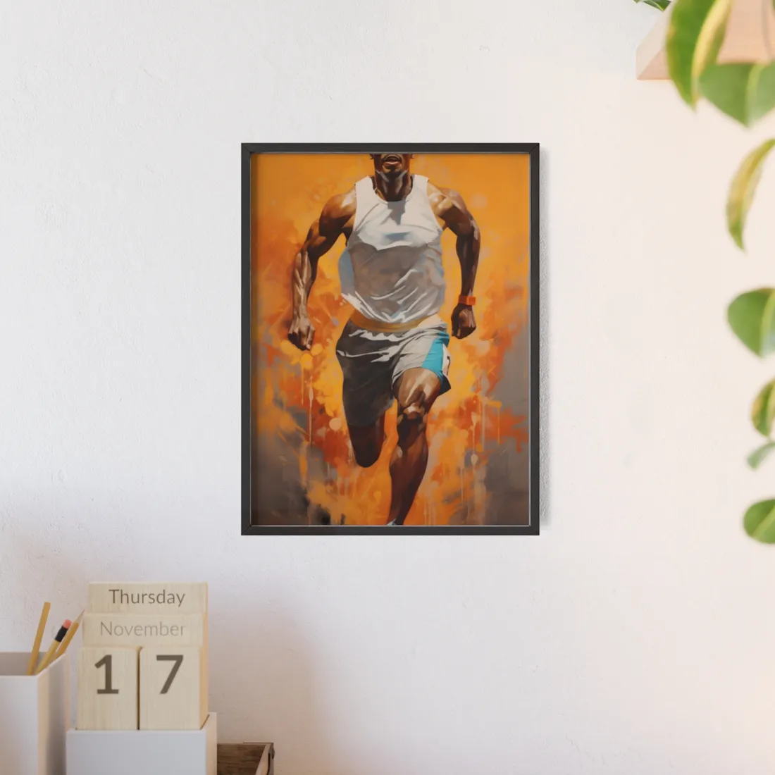 Dynamic Athlete: Passionate Portrait in Motion - Framed Poster