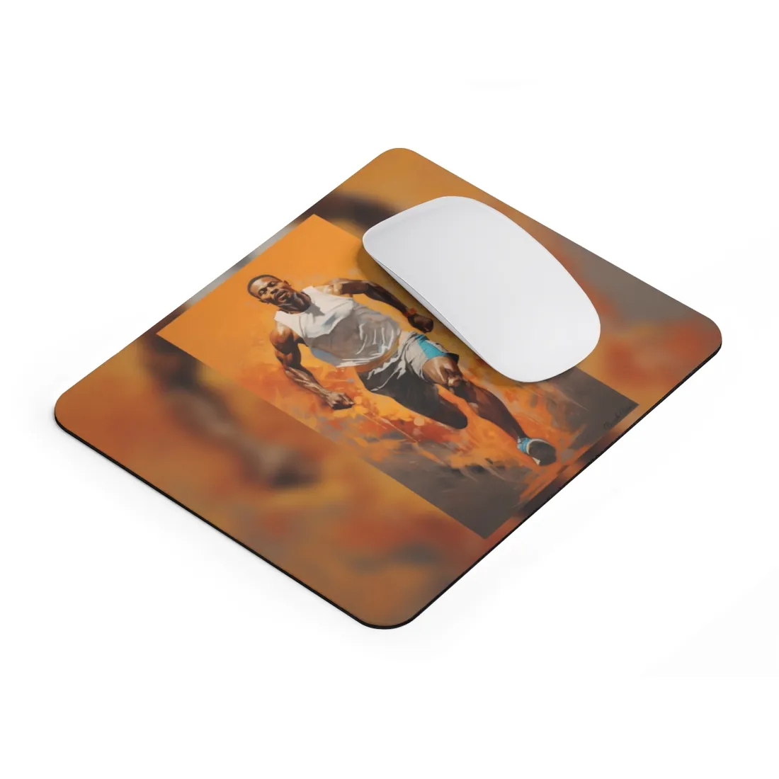 Dynamic Athlete: Passionate Portrait in Motion - Mouse Pad