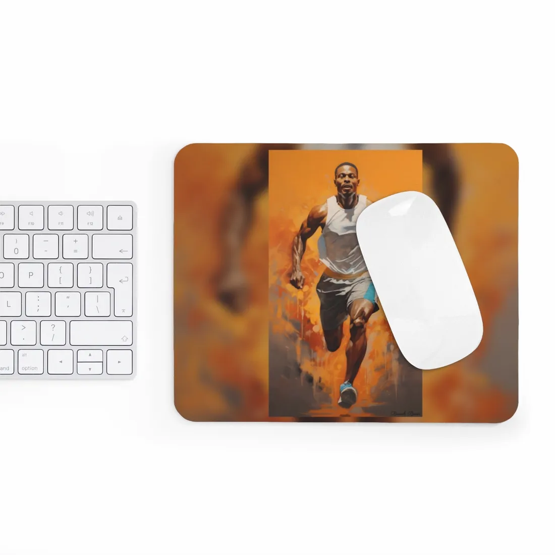 Dynamic Athlete: Passionate Portrait in Motion - Mouse Pad