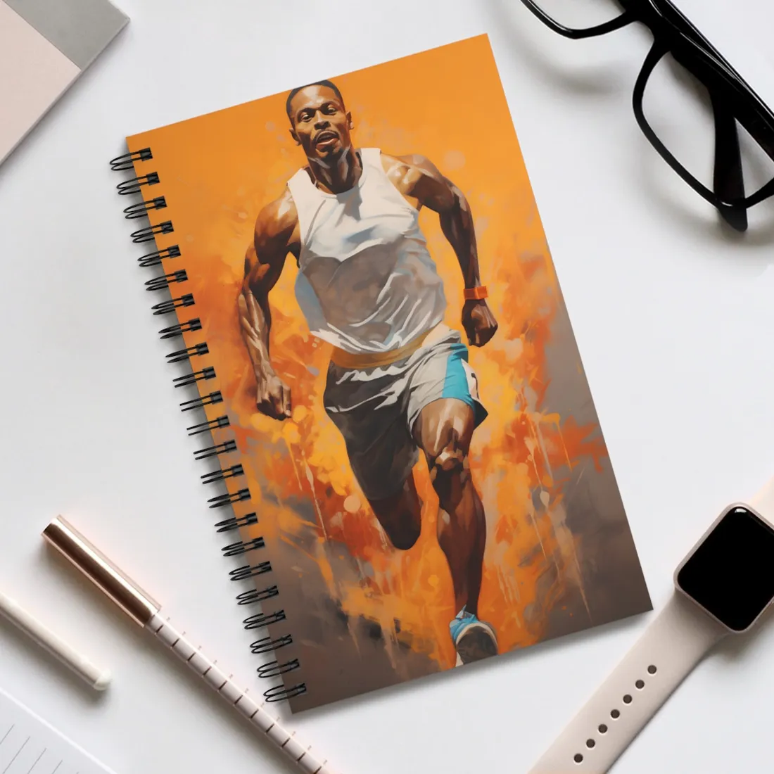 Dynamic Athlete: Passionate Portrait in Motion - Spiral Notebook