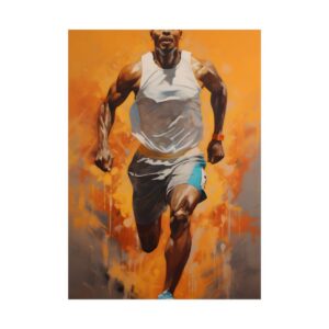 Sprinting Runner in Orange Poster