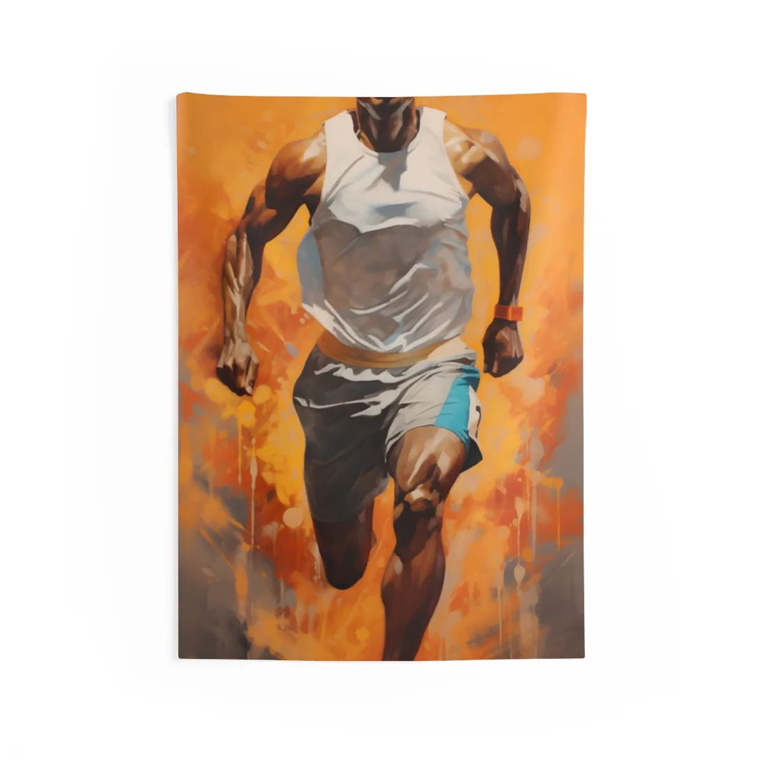 Dynamic Athlete: Passionate Portrait in Motion - Wall Tapestry