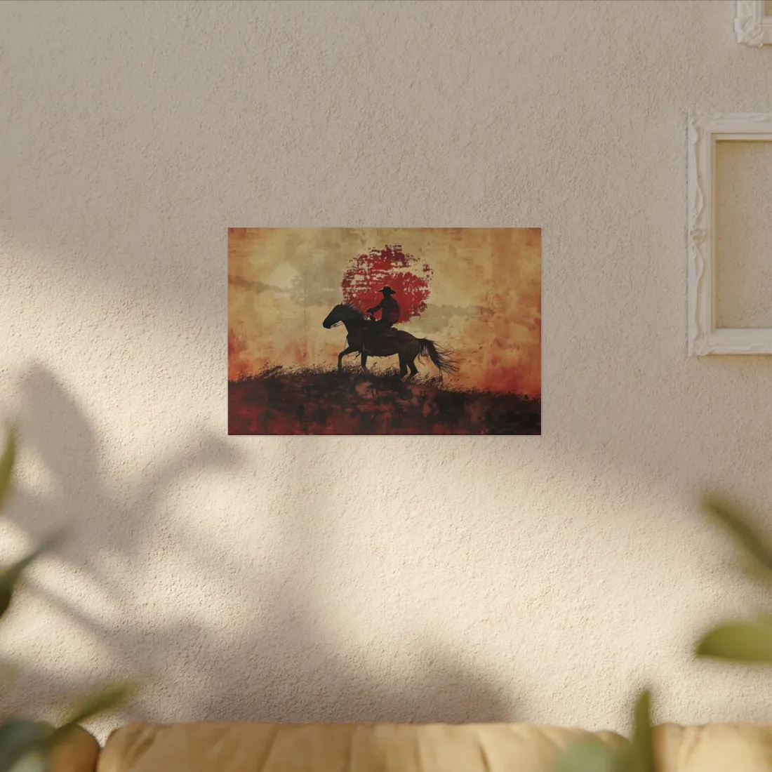 Dynamic Rodeo Scene: Earthy Tones of a Thrilling Ride - Canvas