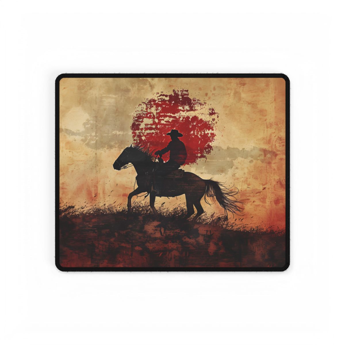 Dynamic Rodeo Scene: Earthy Tones of a Thrilling Ride - Desk Mat