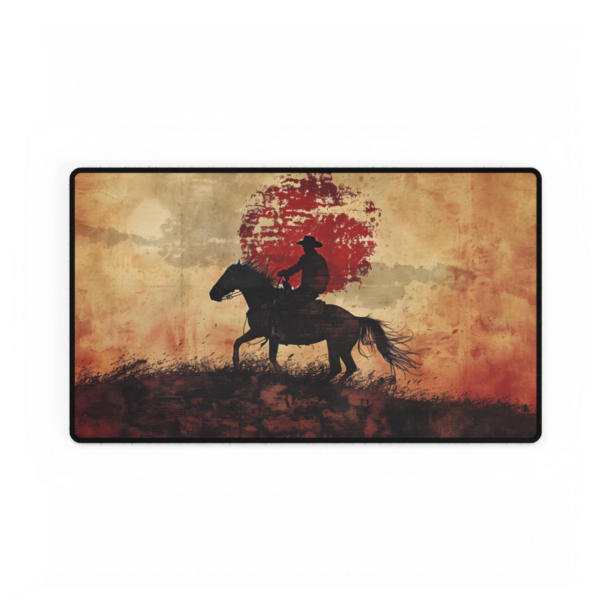 Dynamic Rodeo Scene: Earthy Tones of a Thrilling Ride - Desk Mat