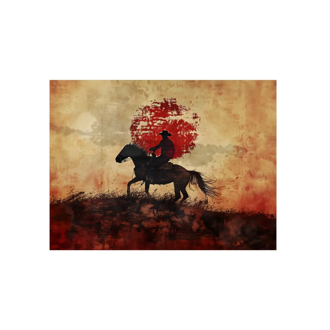 Dynamic Rodeo Scene: Earthy Tones of a Thrilling Ride - Metal Poster