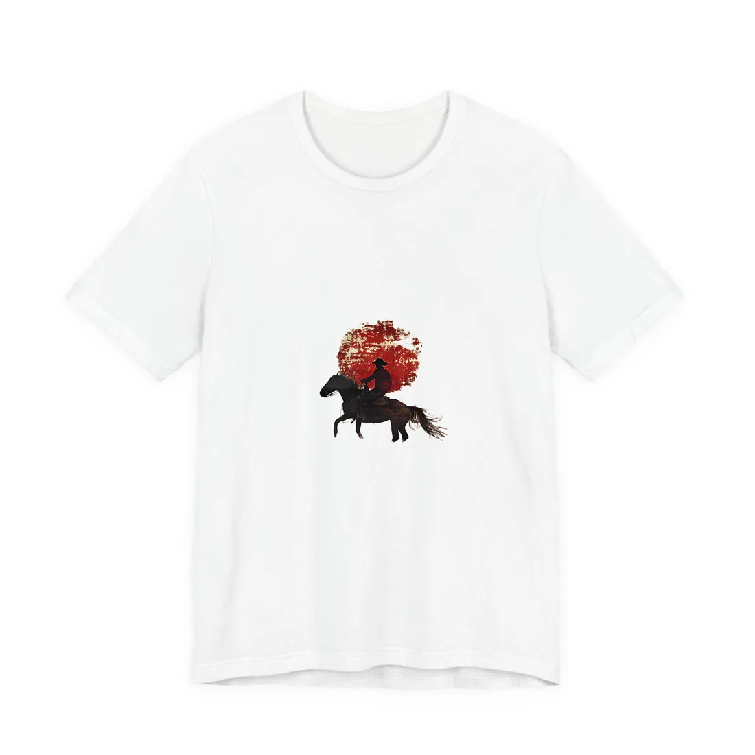 Dynamic Rodeo Scene: Earthy Tones of a Thrilling Ride - T-Shirt (White)