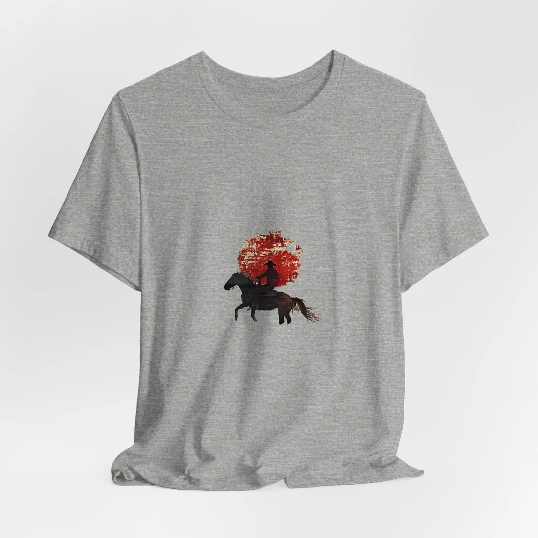 Dynamic Rodeo Scene: Earthy Tones of a Thrilling Ride - T-Shirt (Athletic Heather)
