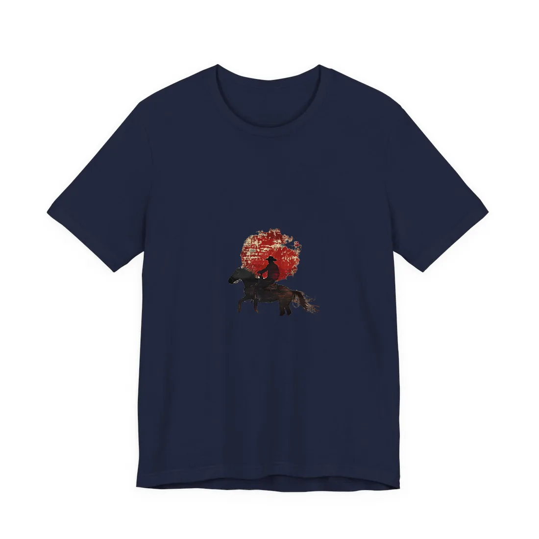 Dynamic Rodeo Scene: Earthy Tones of a Thrilling Ride - T-Shirt (Navy)