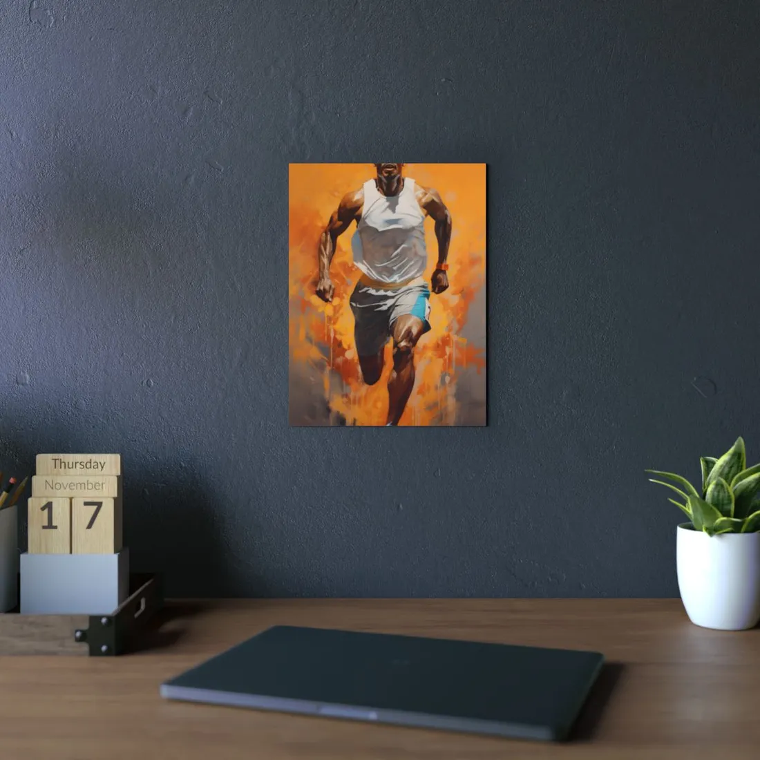 Dynamic Runner: Male Athlete in Motion - Metal Poster