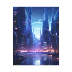 Blue Skyscrapers over Water Canvas Print