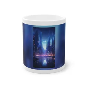 Blue Skyscrapers over Water Mug