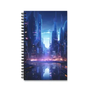Blue Skyscrapers over Water Spiral Notebook