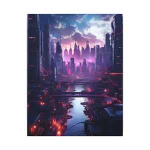 Futuristic City Skyline at Dusk Canvas Print