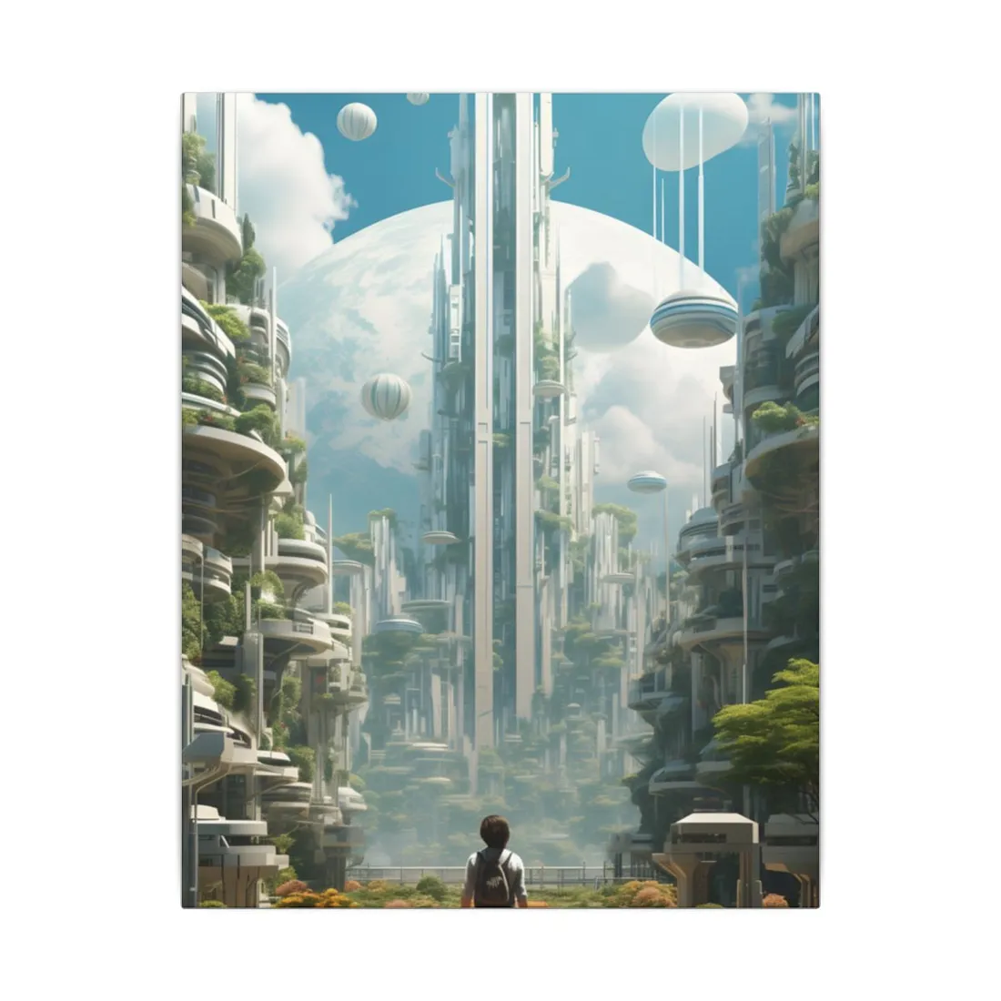 Dystopian Utopia: Futuristic Cityscape Under Oppression - Canvas