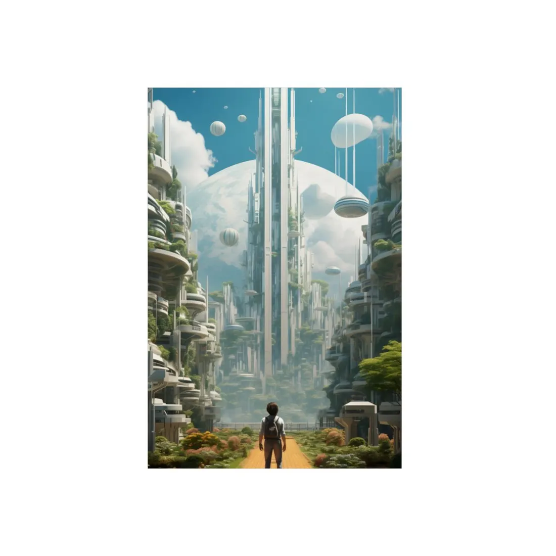 Dystopian Utopia: Futuristic Cityscape Under Oppression - Metal Poster