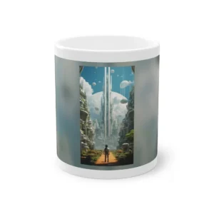 Futuristic City with Walking Figure Mug