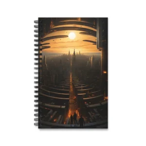 Futuristic City at Sunset Spiral Notebook