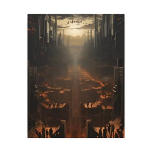 Silhouetted People Overlooking City Canvas Print